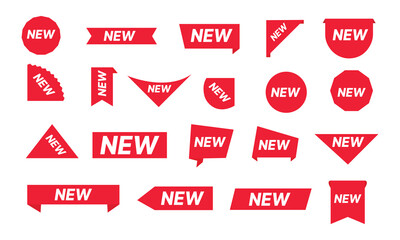 Set of new labels isolated on white background