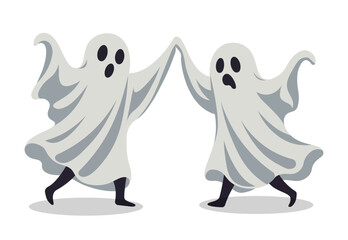 two dancing ghosts holding hands