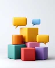 Obraz premium Colorful Cubes and Speech Bubbles Illustrating Inclusive Language