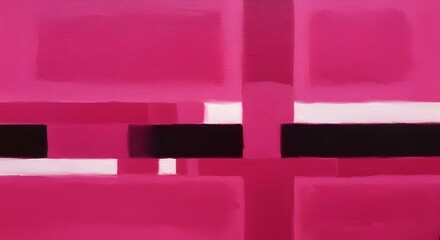 Minimalistic contemporary digital art featuring black brushstroke rectangles on smooth pink canvas