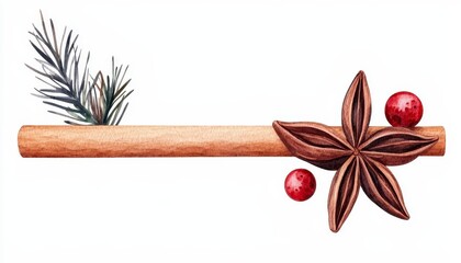 A frame made of elements for mulled wine in watercolor style. Festive beverage border hand painted digital art warm drink element autumn holiday graphic watercolor illustration cozy