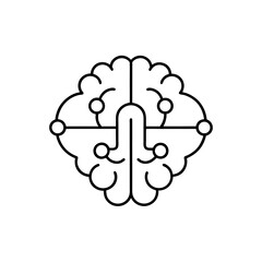 Stylized brain with connected nodes outline silhouette