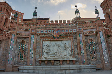 The majestic Oval Steps in Teruel, a Neo-Mudejar architectural gem with a relief