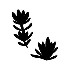 Fototapeta premium Two stylized black floral silhouettes on a white background illustration art