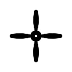 Obraz premium Black airplane propeller with four blades spinning in a rotary motion