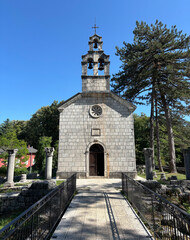 The Court Church is located in Cetinje, Montenegro. It was rebuilt in 1890 to replace the old church damaged by the Turks. King Nicholas's tomb is located here.