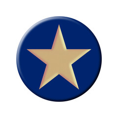 navy blue 3d button with raised gold 3d star 