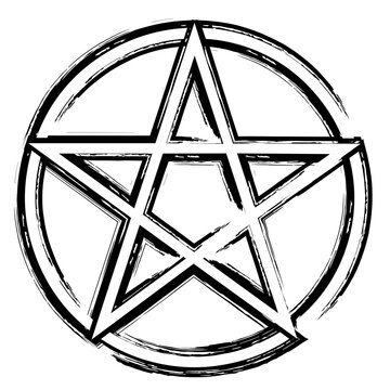 pentagram or pentacle in paint stroke style - black