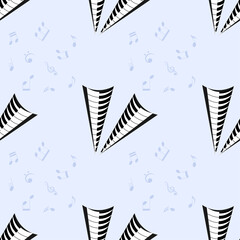 Seamless Pattern Abstract Elements Concert, Performance, Music Piano Keys Notes Vector Design Style Background Illustration Texture For Prints Textiles, Clothing, Gift Wrap, Wallpaper, Pastel