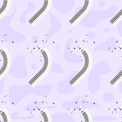 Seamless Pattern Abstract Elements Concert, Performance, Music Piano Keys Notes Vector Design Style Background Illustration Texture For Prints Textiles, Clothing, Gift Wrap, Wallpaper, Pastel