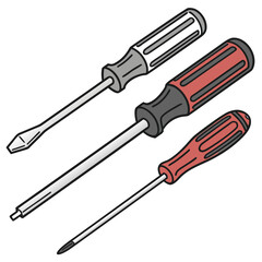 Three screwdrivers with different tips