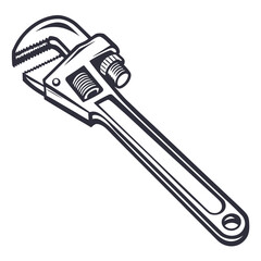 Illustration of a pipe wrench tool for plumbing