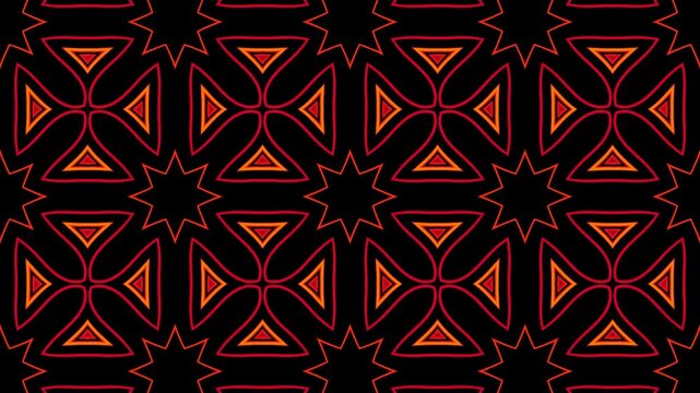 Psychedelic Geometric Starbursts and Circles on Black Background abstract pattern