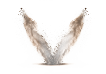 Abstract artistic depiction of a dark brown liquid splashing upwards in a v shape against a stark black background creating a dynamic and energetic visual effect