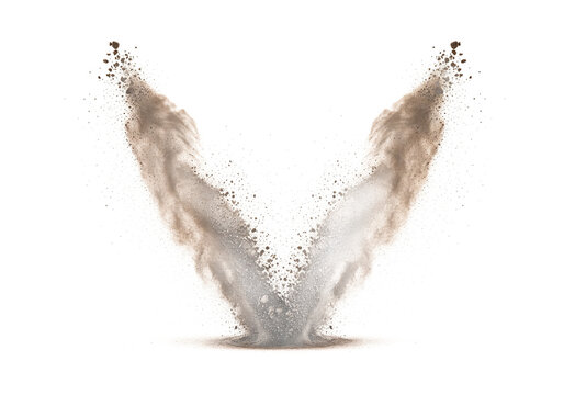 Abstract artistic depiction of a dark brown liquid splashing upwards in a v shape against a stark black background creating a dynamic and energetic visual effect