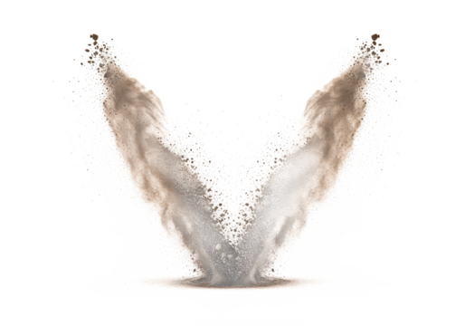 Abstract artistic depiction of a dark brown liquid splashing upwards in a v shape against a stark black background creating a dynamic and energetic visual effect