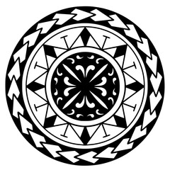 Polynesian maori tattoo style.Pattern aboriginal samoan. Black and white texture, isolated vector.