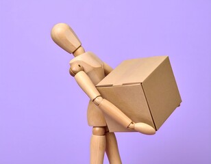 ダンボールを運ぶ人形のぎっくり腰