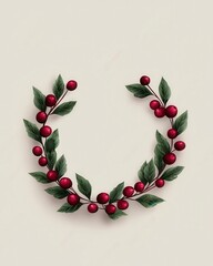 Obraz premium Christmas wreath with bells and ribbon new year 2023 hand drawn. Festive holiday adornment handcrafted evergreen decoration celebratory season joyful winter december festive