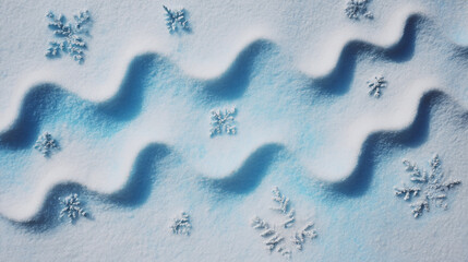 雪の波模様と雪の結晶