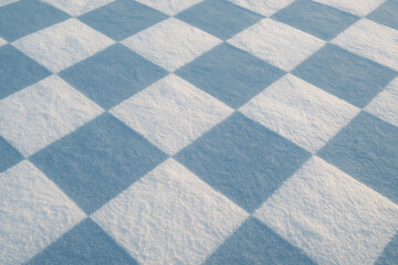 雪原を覆う市松模様の光と影