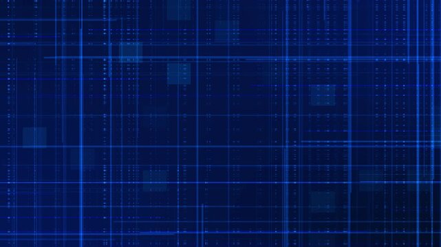 Dark Blue Digital Grid with Horizontal and Vertical Lines and Rectangular Blocks abstract background
