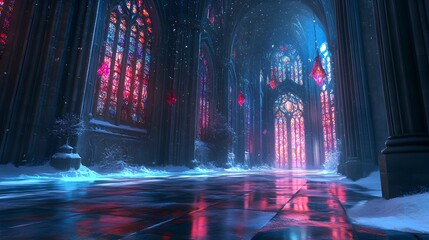 Naklejka premium Enchanting Winter Cathedral Interior