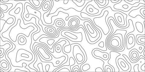 Abstract topographic contour lines pattern black and white organic wavy shapes background curves