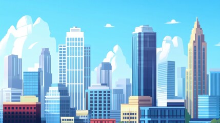 Fototapeta premium a city with tall buildings and a blue sky