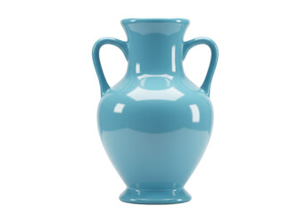Elegant light blue amphora vase isolated, classic Greek pottery vessel for home decor and floral arrangements PNG