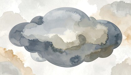 Watercolor Cloud Illustration - Serene Sky and Atmospheric Art.