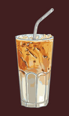 Iced Spanish Latte Illustration – Cold Coffee Drink