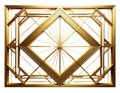 Elegant Art Deco Geometric Frame Border PNG