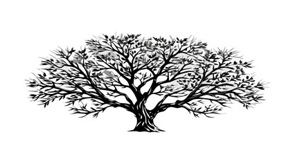 Obraz premium Elegant stylized tree with intricate branches and foliage, perfect for nature-themed designs or logo creation with a touch of organic sophistication