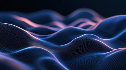 Abstract Glowing Waves of Data or Energy Field on a Dark Backdrop