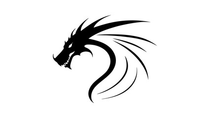 simple tribal dragon tattoo design line art vector illustration