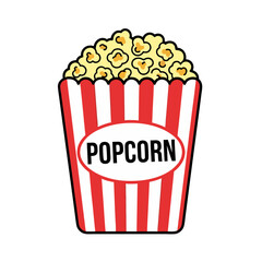 Isolated Pixelated Red Striped Popcorn Container on White Background Illustration