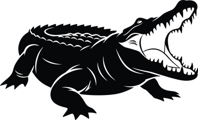 PrintAlligator illustration, crocodile drawing, reptile sketch, wild animal art, predator teeth, dangerous wildlife, ferocious reptile, black white artwork, detailed scales, fierce jaws