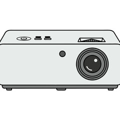 Obraz premium White Projector Front View on Transparent Background Presentation Device