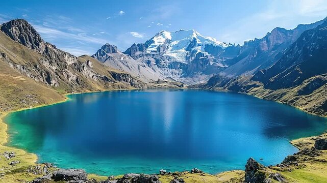 volcanic crater lake of huaytapallana peruvian landscape video