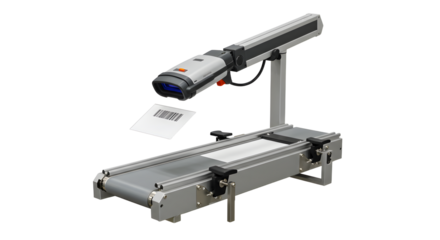 Automated Barcode Scanner Machine on Conveyor Belt in Industrial Setting