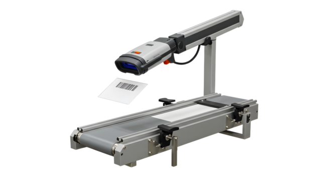 Automated Barcode Scanner Machine on Conveyor Belt in Industrial Setting