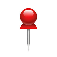 Red push pin with a shiny head isolated on transparent background for marking