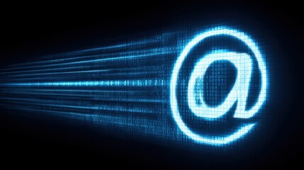 Digital Email Symbol Surrounded by Glowing Binary Code for Technology and Communication Concepts in Modern Digital Era