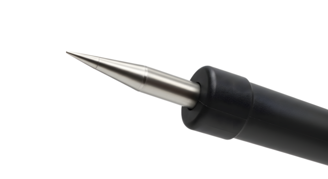 Black and Silver Soldering Iron Tip on White Background