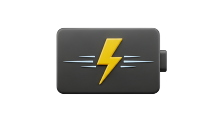 Black Battery Charger with Yellow Lightning Bolt Symbol on Front for Power Supply