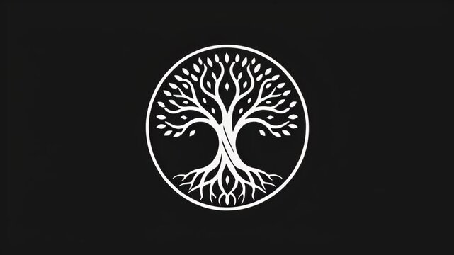 Tree of life logo on black isolated background