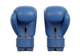 Pair of Blue Boxing Gloves PNG Isolated on Transparent Background for Sports Equipment Mockups and...