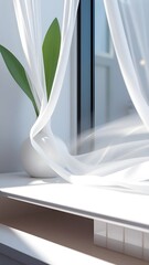 Sheer white curtains blowing in sunlight, Beautiful Wallpaper