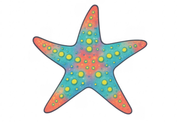 Colorful starfish illustration on transparent background